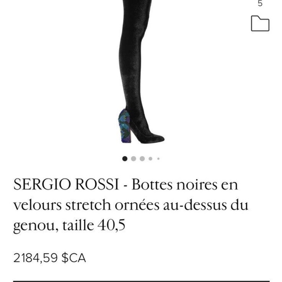 Sergio Rossi Black EMBELLISHED VELVET Over Knee Boots Shoes Sz 5.5 US NEW - Picture 12 of 12